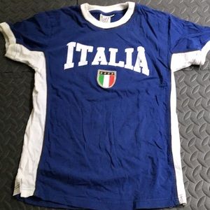 Italia Graphic Ringer Short Sleeve Tee - Blue & White